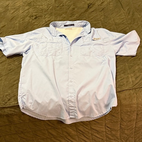 Columbia PFG Light Blue Short Sleeve Men's Shirt - Picture 1 of 2